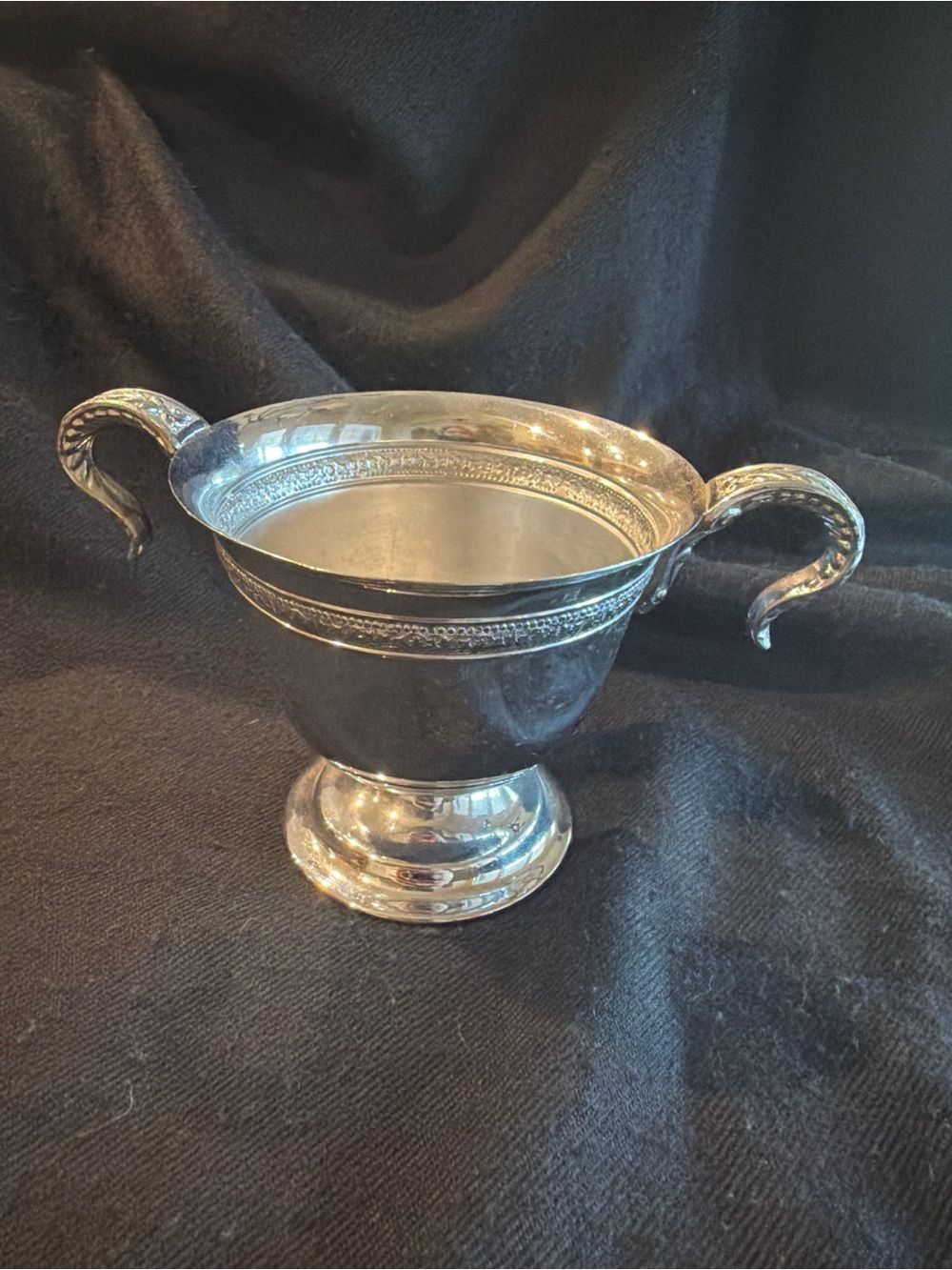 Classic Foooted Silver Plate Two-Handled Serving Bowl Alligator Handles